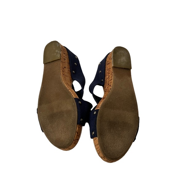 G.H. Bass & Co Juliann Navy Blue Open Toe Stretch Bands wedge Shoes Size 9M - Picture 6 of 6